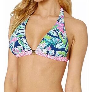 NWT Lilly Pulitzer Noa Triangle Bikini Top in Deep Sea Navy